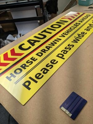 horse caution sign printed panel