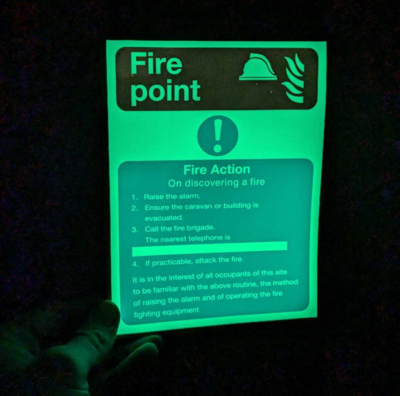 fire safety sign glow in dark